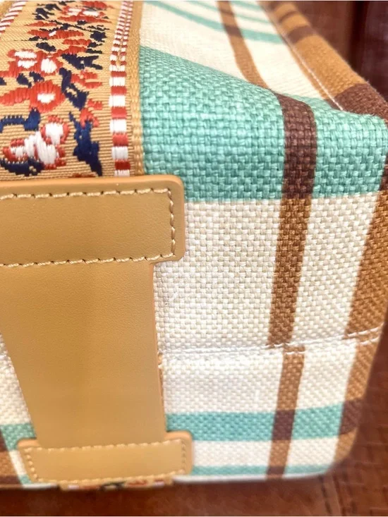 Spartina 449 Charlie Plaid Print Linen & Leather Trimmed Tote Bag - Picture 9 of 11